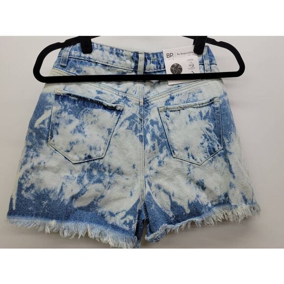 B.P. Womens High Rise Cut Off Distressed Blue Bleach Washed Denim Shorts 27 - Picture 5 of 5
